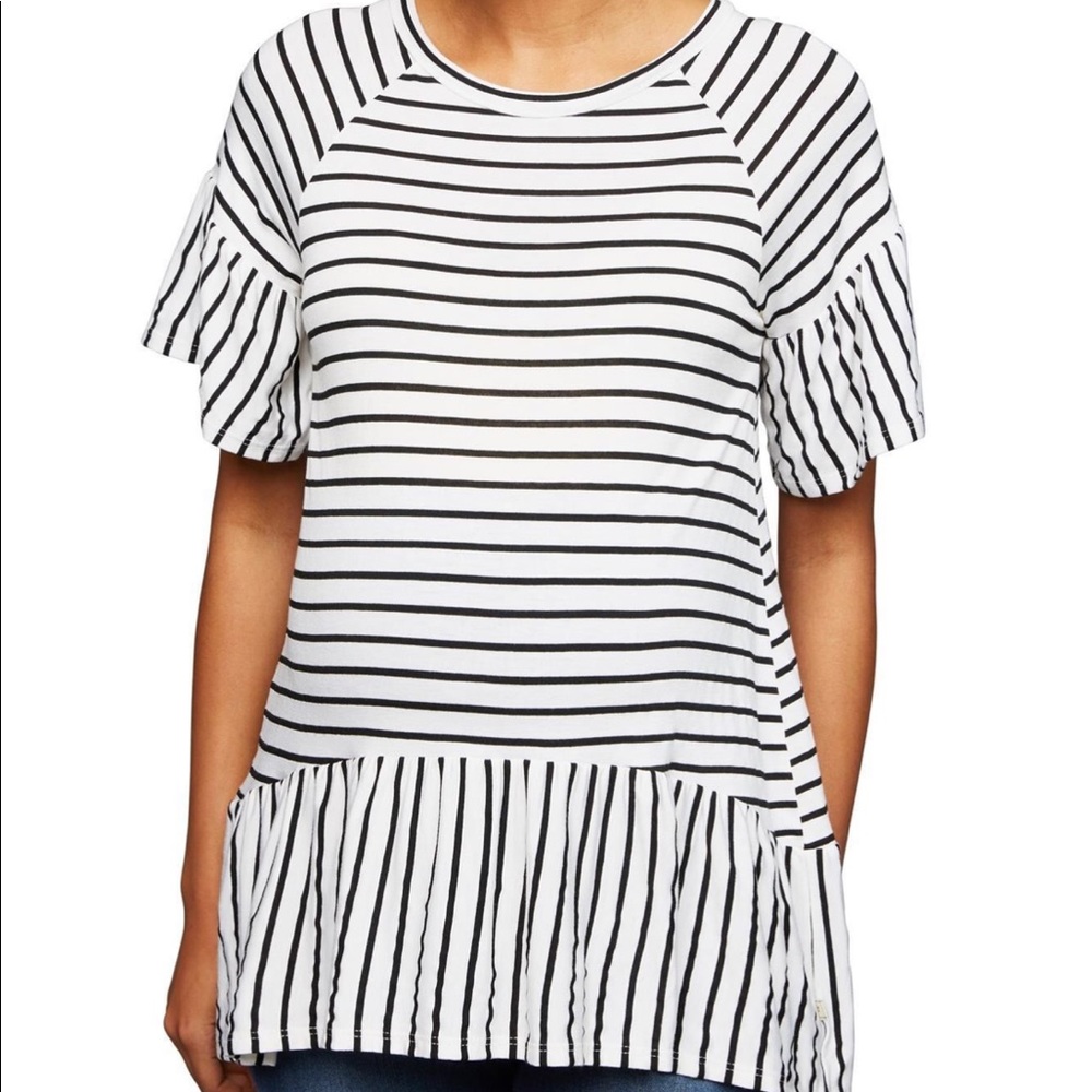 Black & White Striped A Pea in the Pod Maternity T
